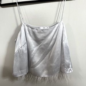 Mango Feather Silk Top